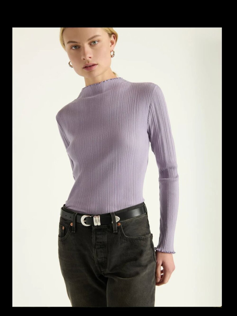 NWT Nation LTD Lilac Ribbed Mock Neck Top Nation LTD Brenna Lilac Top XS - Picture 2 of 8